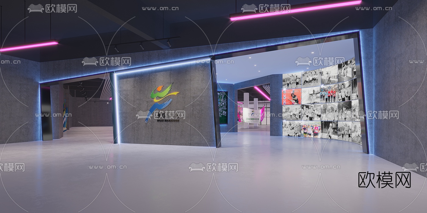 工业风马拉松运动展厅3d模型