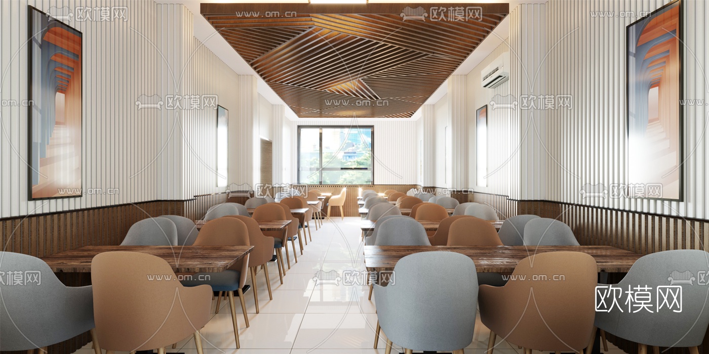 现代公司员工餐厅快餐厅3d模型