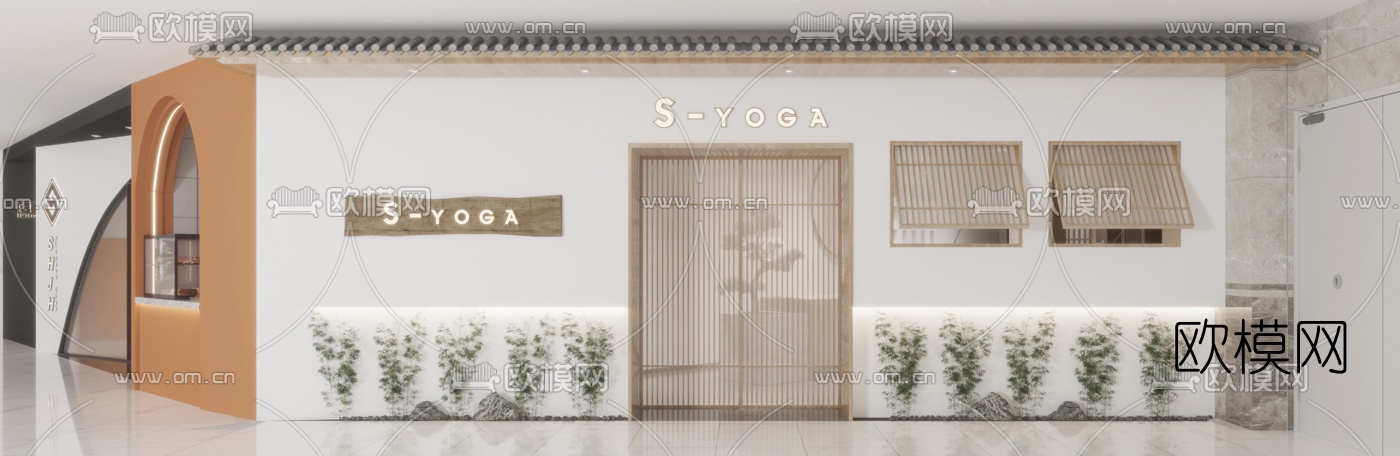 现代健身房门面3d模型下载（渲染图3）