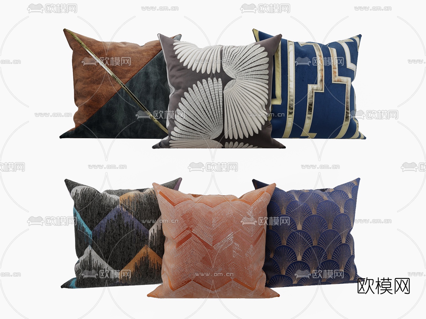 现代布艺抱枕3d模型下载