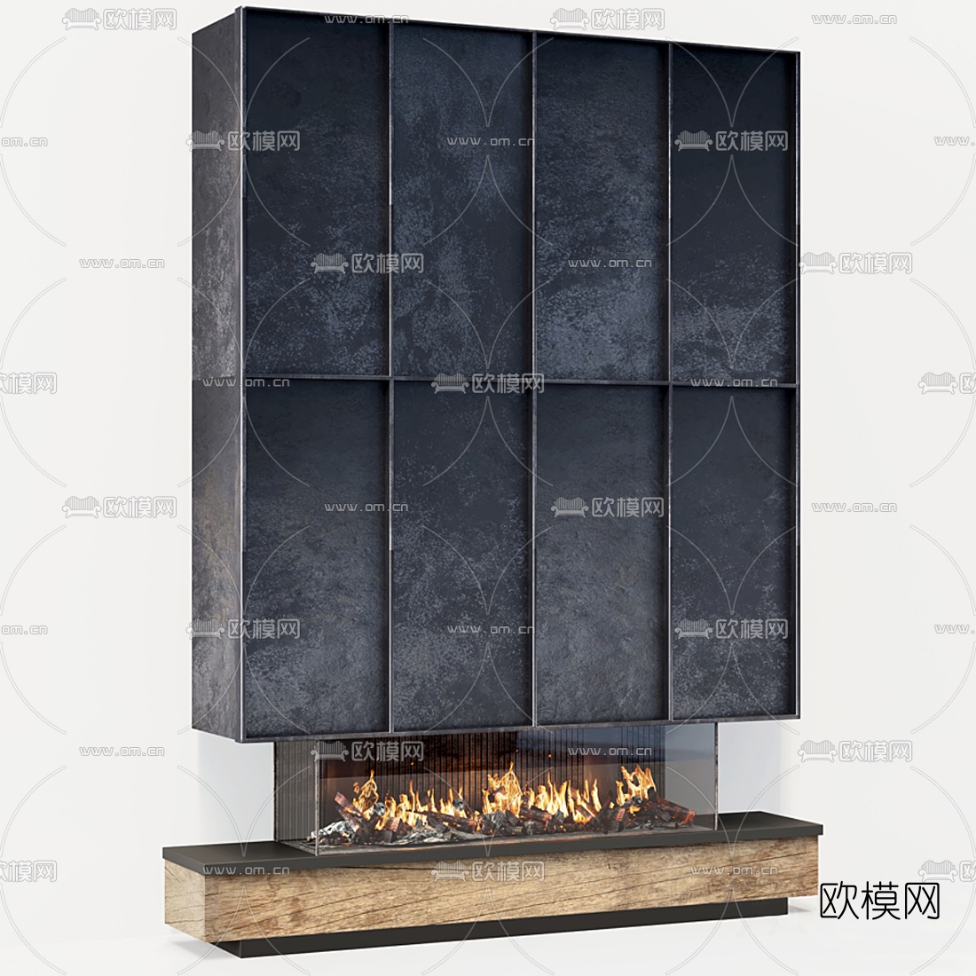 现代壁炉3d模型下载（渲染图1）