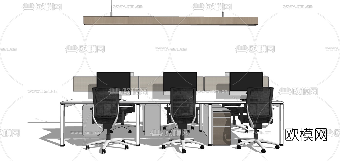 现代办公桌椅su模型下载（渲染图1）