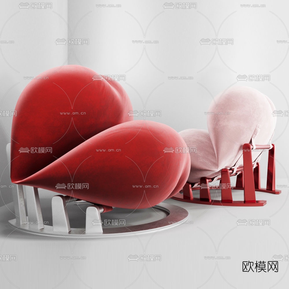 现代绒布异形单人沙发3d模型下载