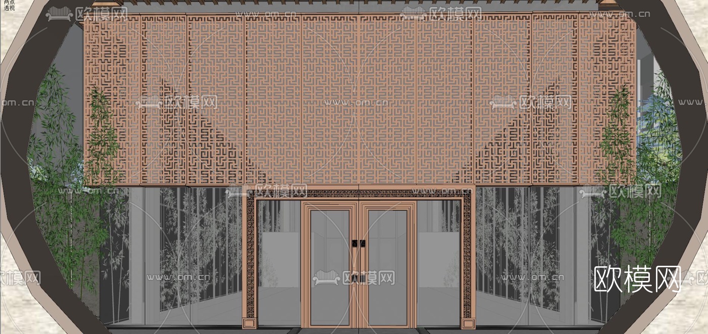 新中式售楼处su模型下载（渲染图4）
