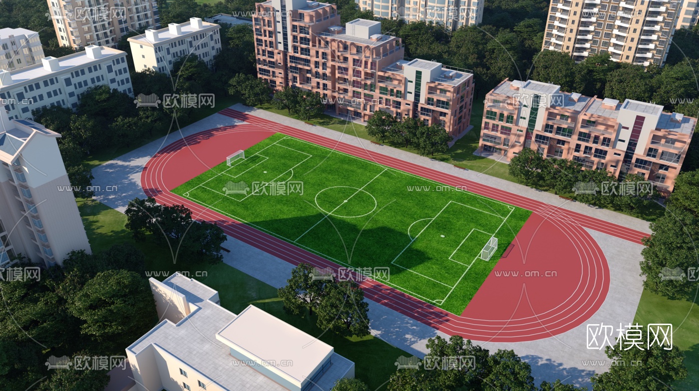 现代足球场鸟瞰3d模型