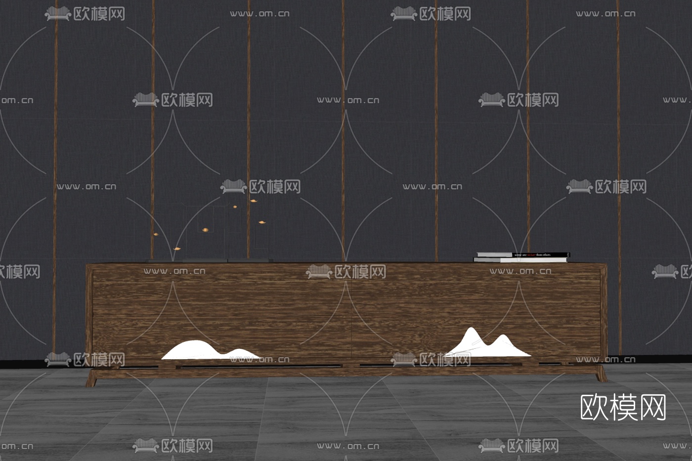 新中式实木边柜免费su模型下载