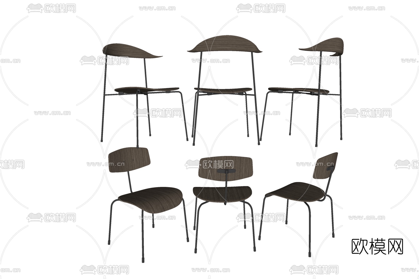 现代金属单椅su模型下载