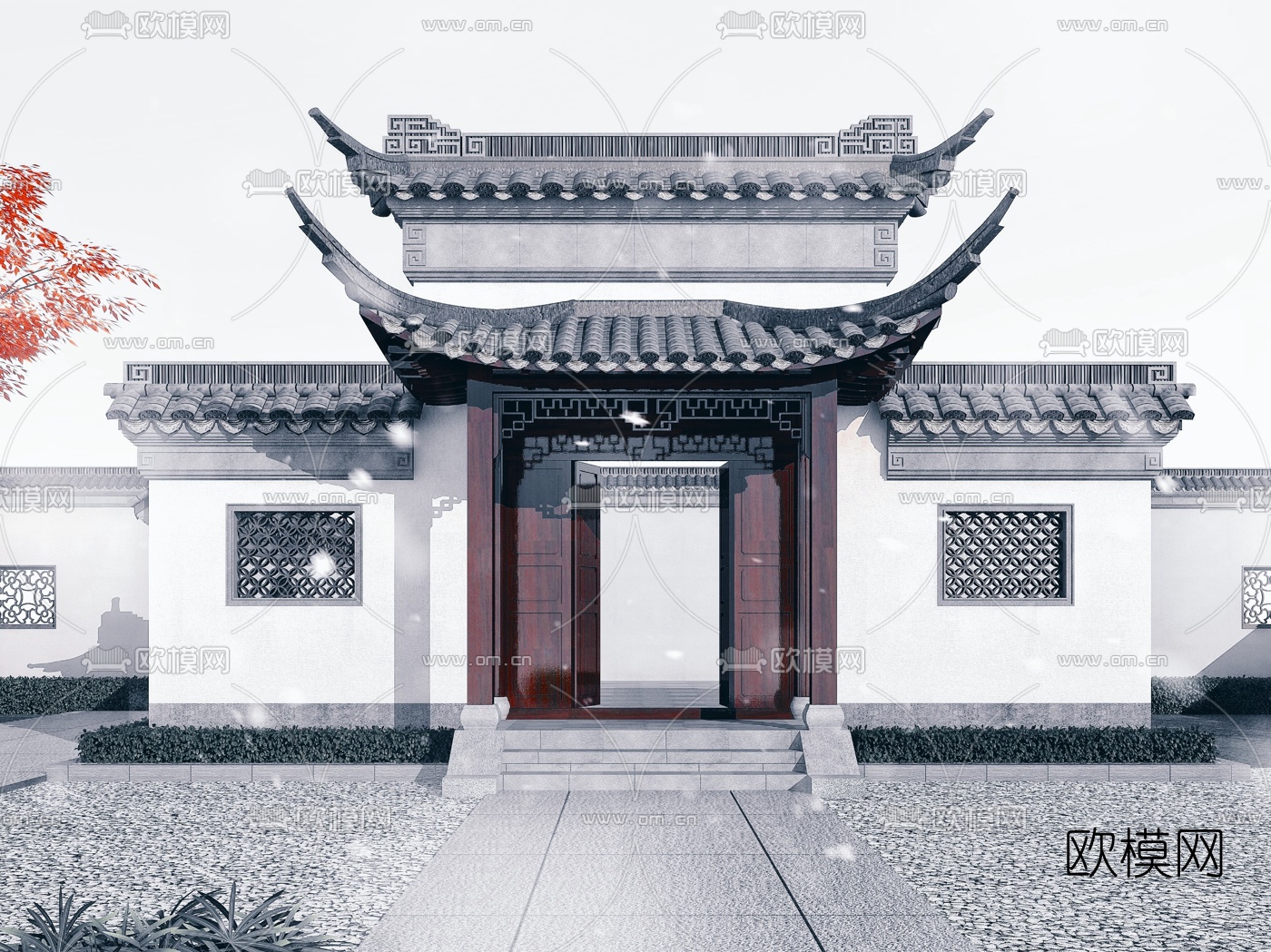 中式庭院大门3d模型
