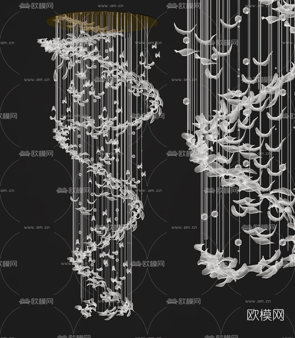 现代水晶装饰吊灯su模型下载