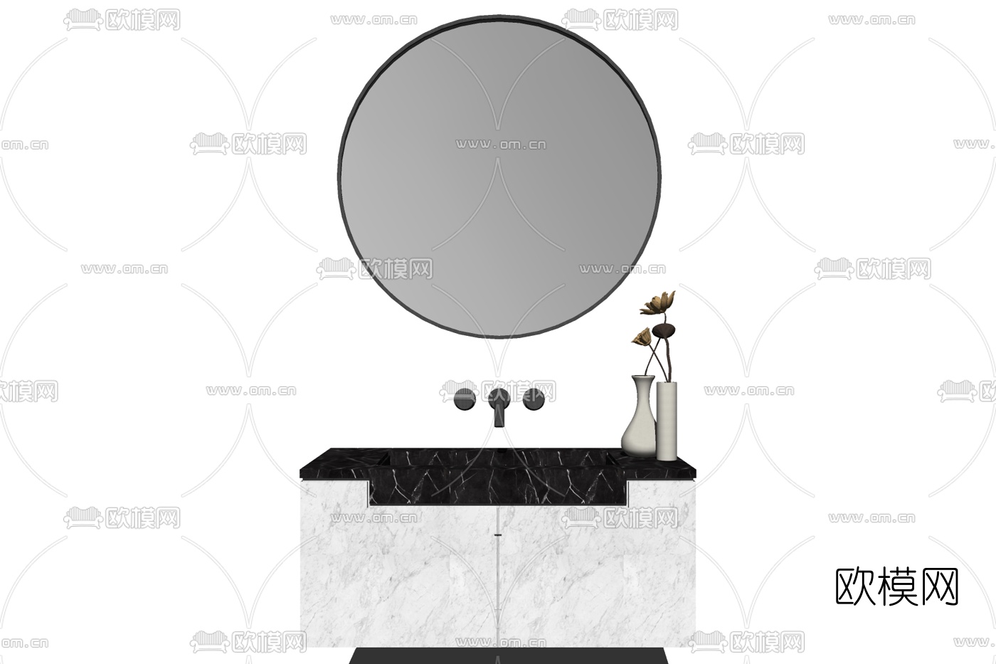 现代洗手台su模型下载