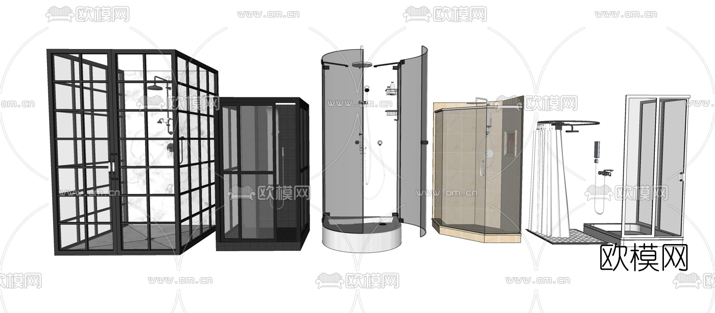 现代淋浴房su模型下载（渲染图1）
