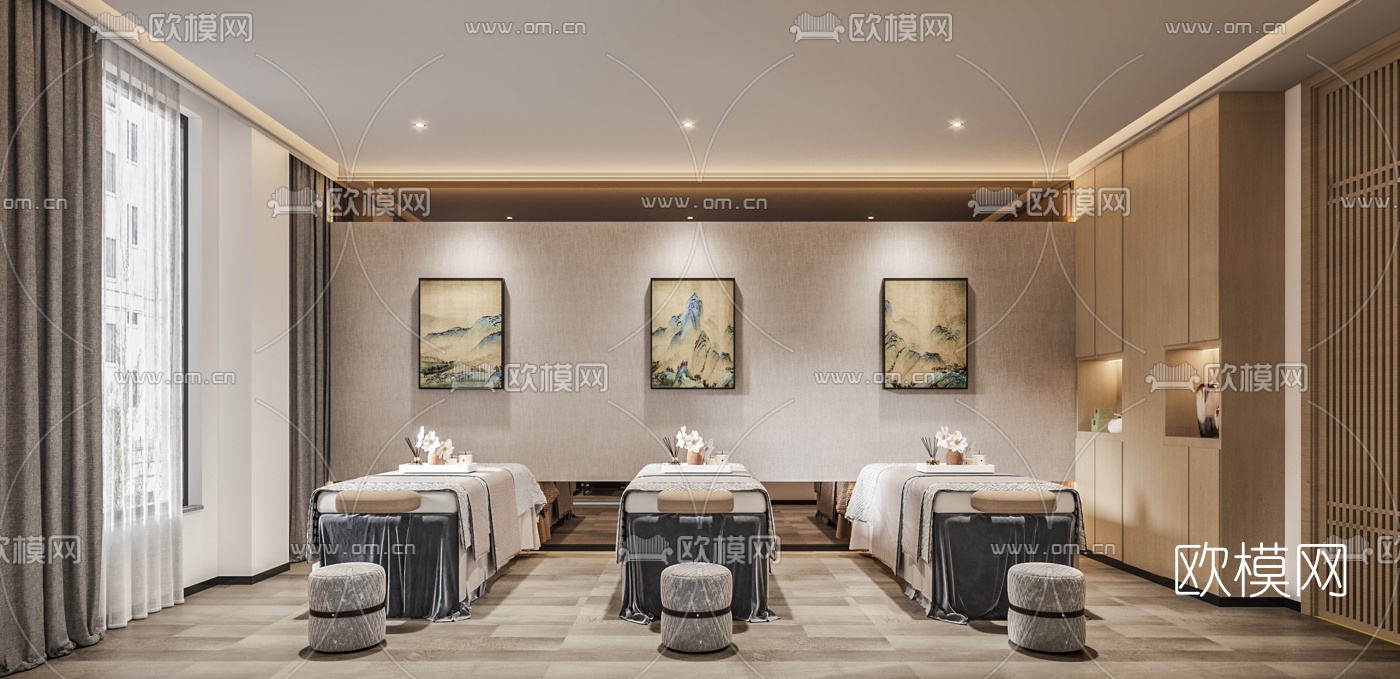 新中式SPA养生会所3d模型