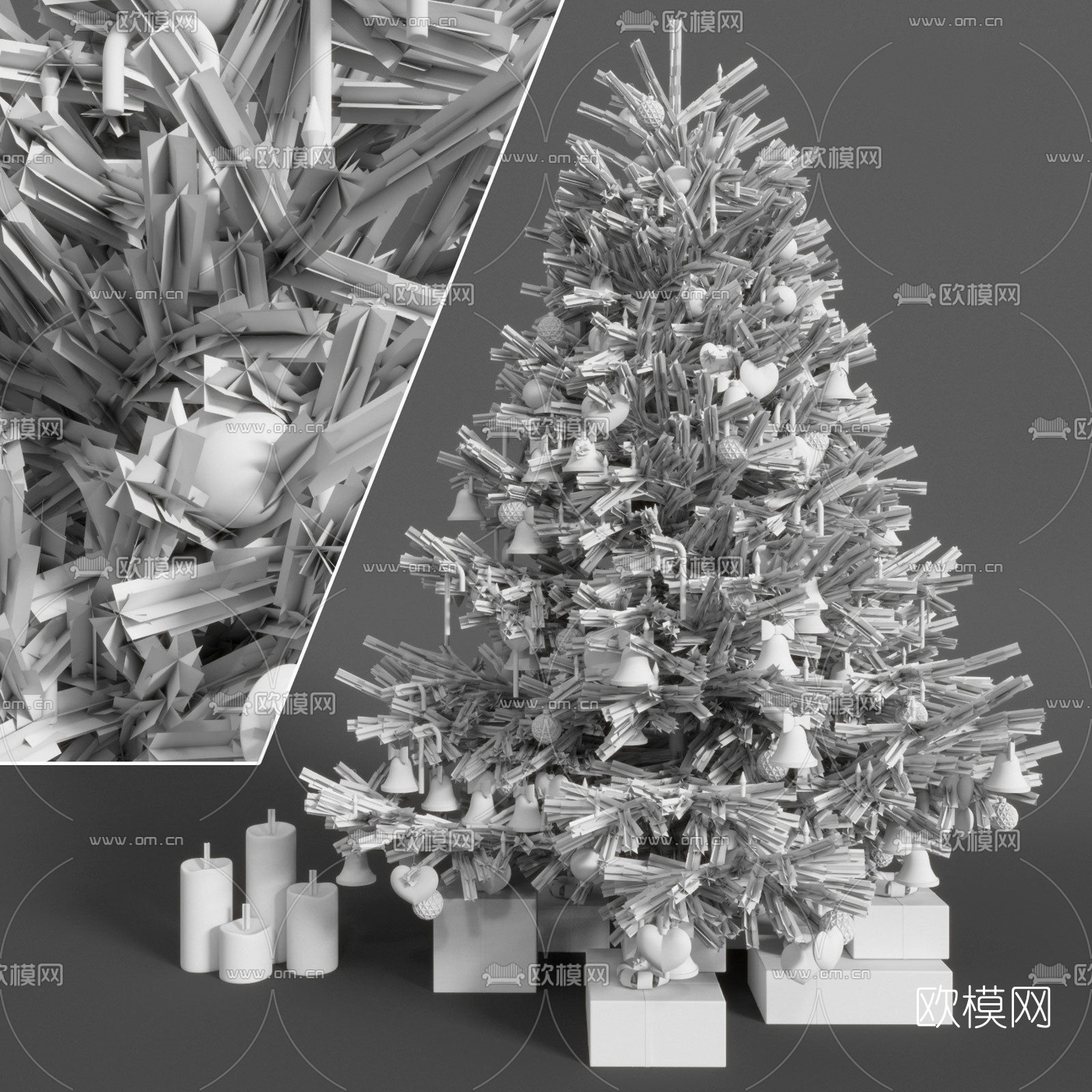 现代圣诞树礼盒摆件3d模型下载（渲染图3）