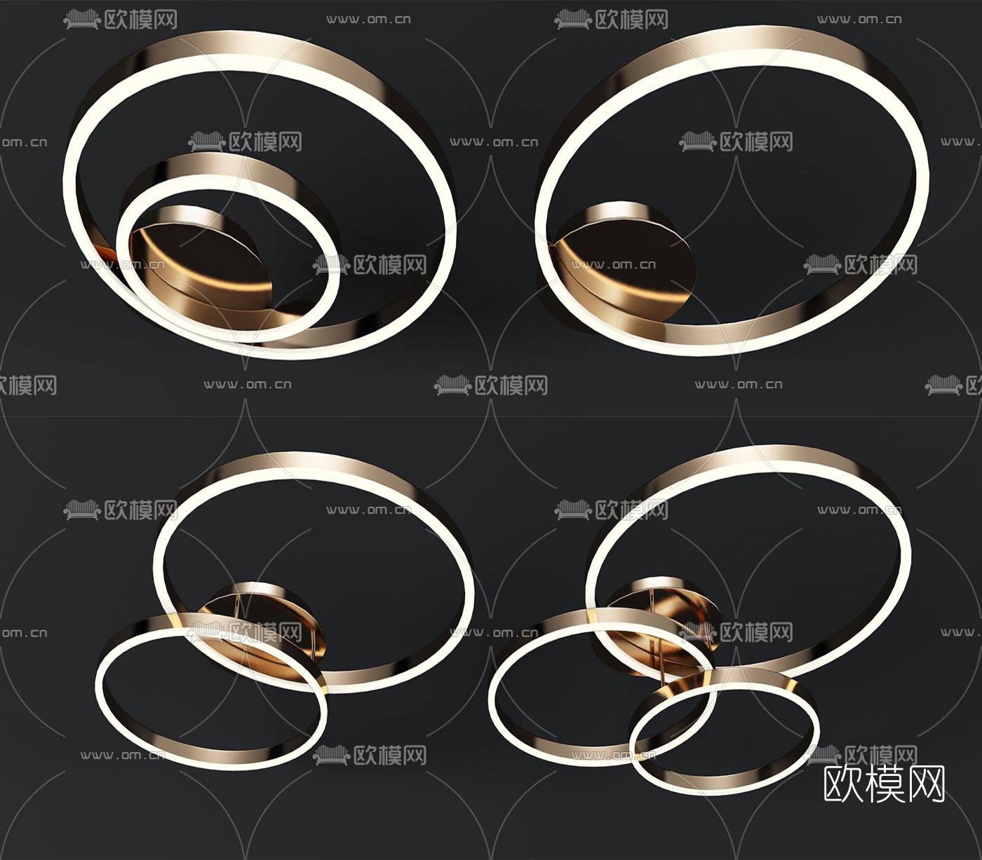 现代金属圆环吸顶灯3d模型