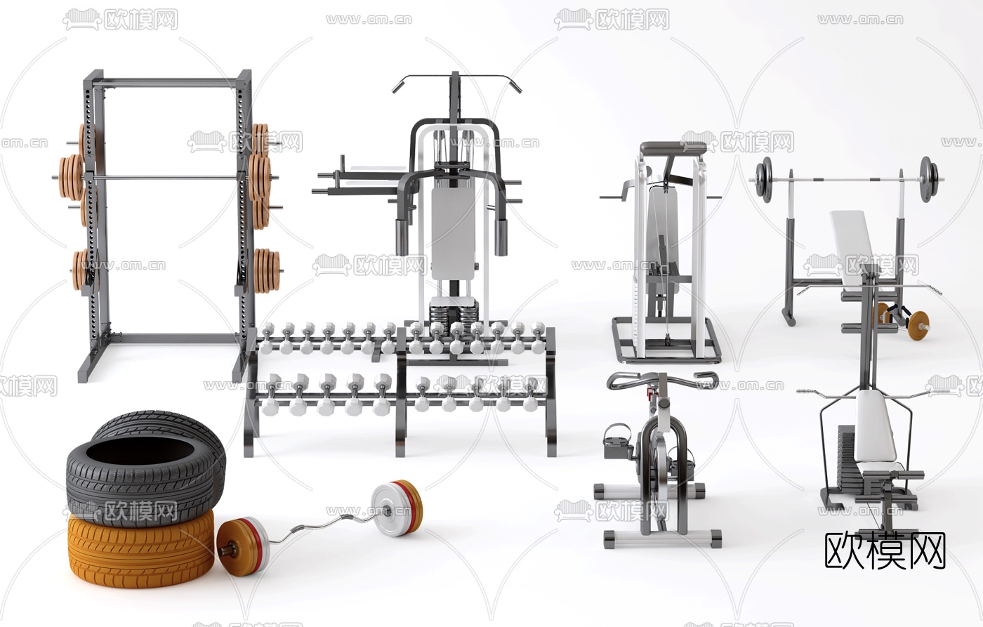 现代健身器材3d模型下载