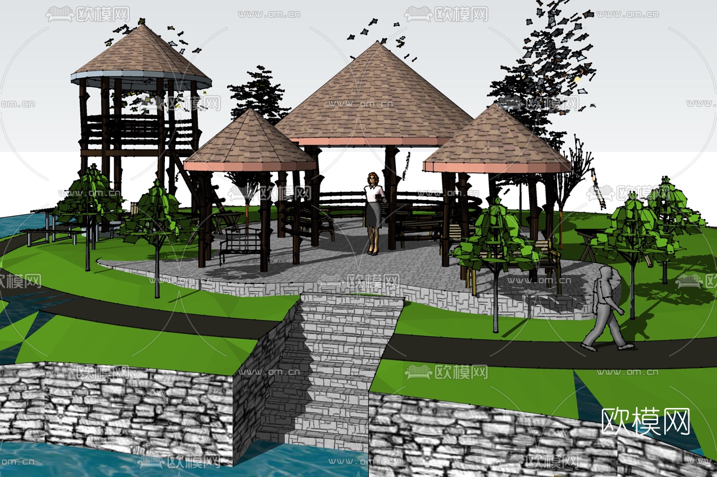 东南亚凉亭免费su模型下载