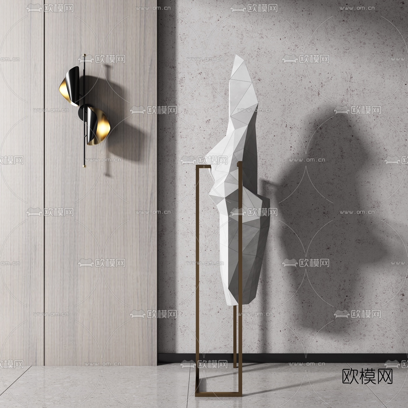 现代抽象几何雕塑3d模型下载