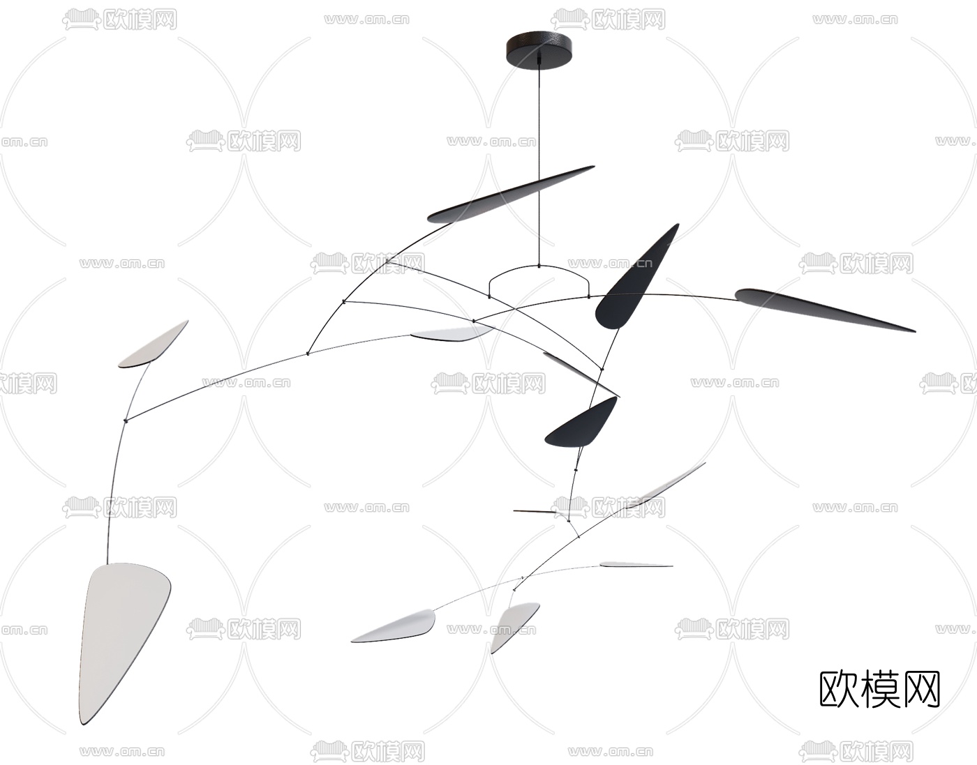 现代叶片花瓣装饰吊灯3d模型