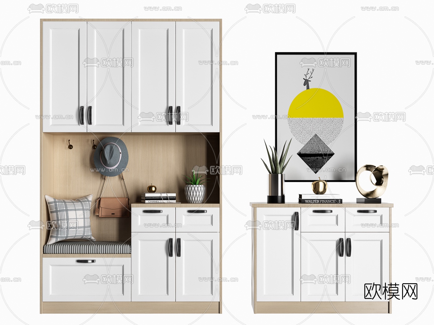 北欧入户鞋柜边柜3d模型下载