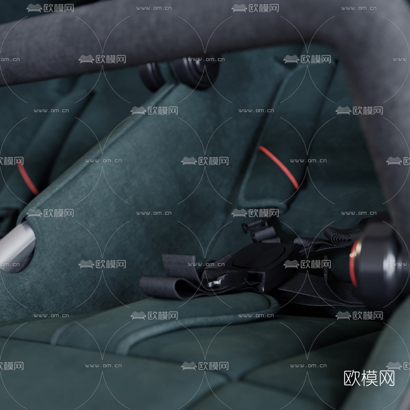 现代双座婴儿车3d模型下载（渲染图5）