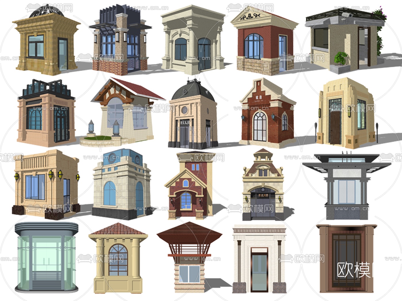 欧式岗亭门卫su模型下载