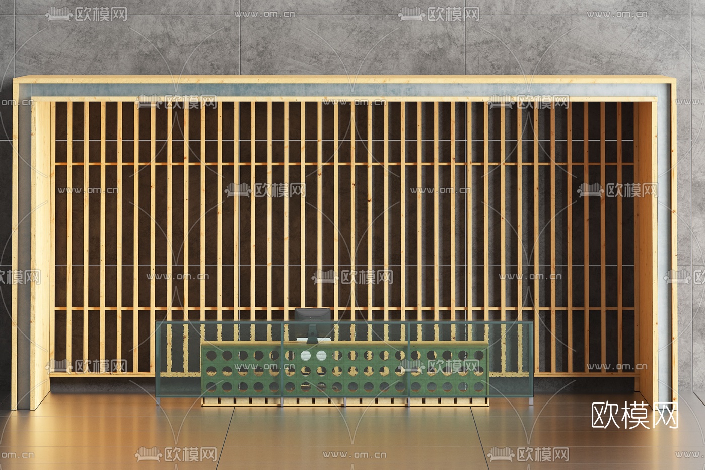 现代玻璃前台接待台3d模型下载
