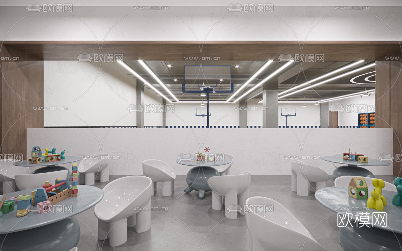 现代篮球培训中心儿童区3d模型下载（渲染图4）