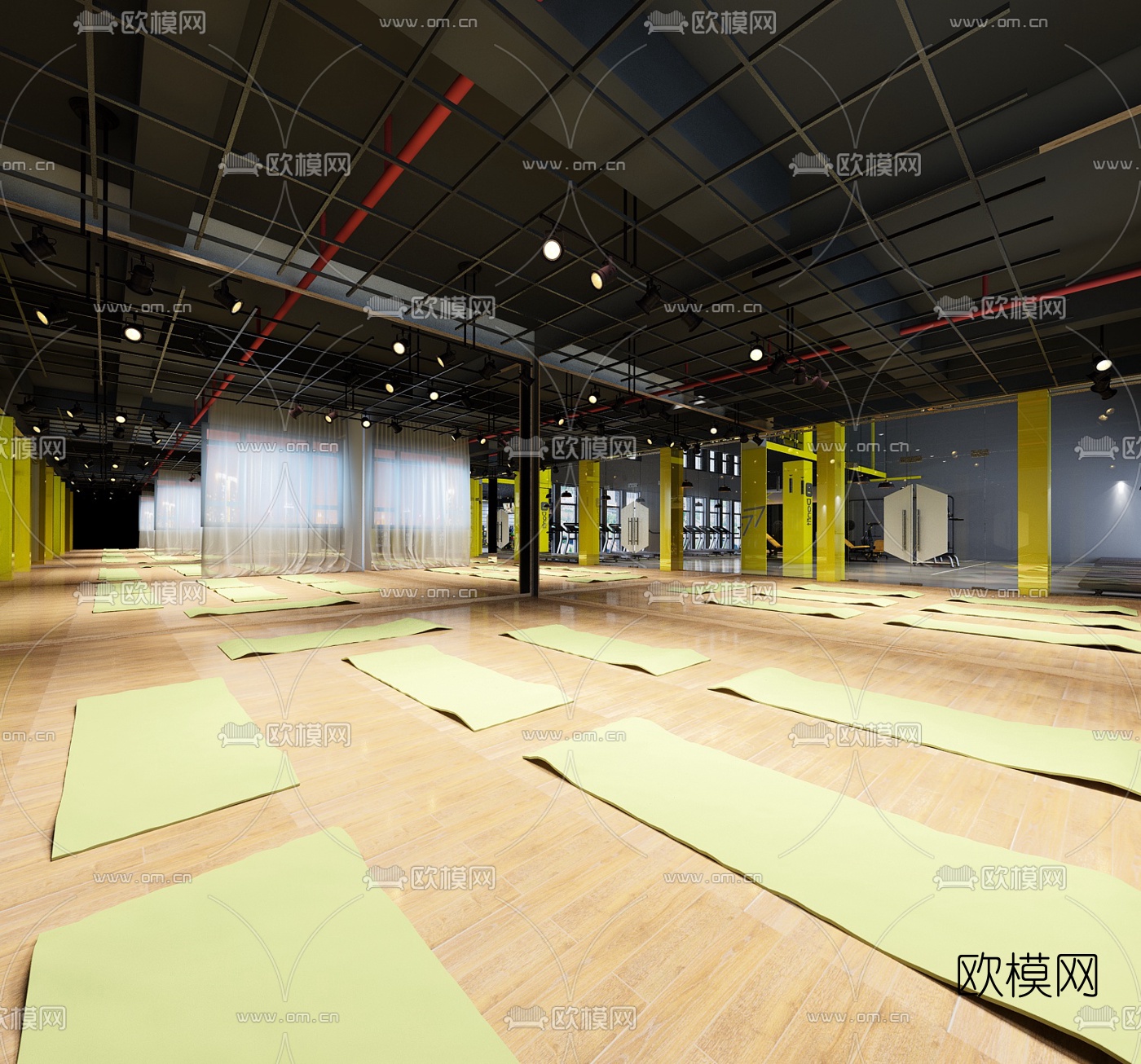 现代健身房3d模型