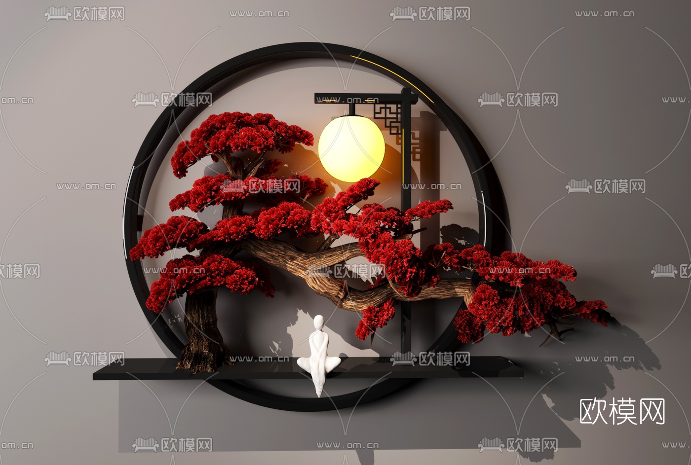新中式禅意墙饰挂件3d模型