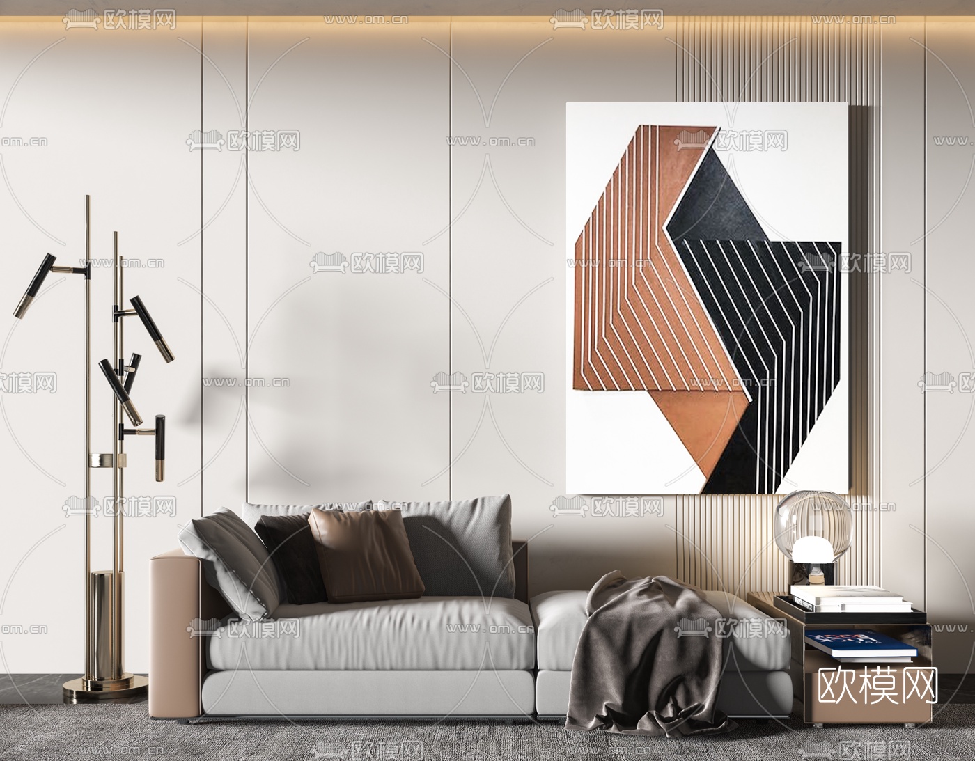 现代布艺贵妃椅3d模型下载