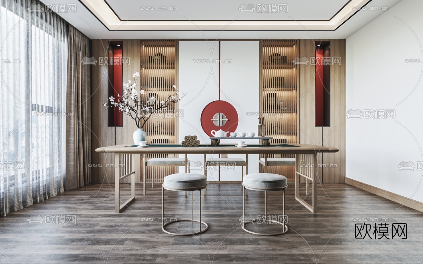 新中式茶室3d模型下载