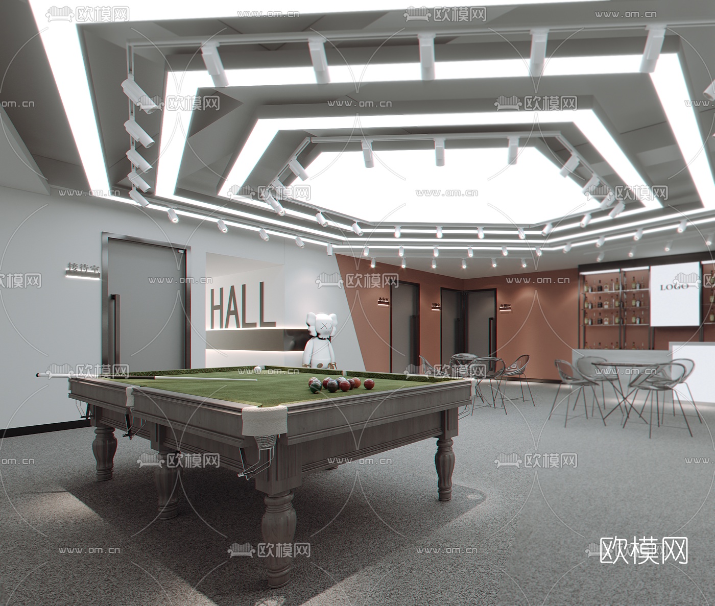 后现代办公休息室3d模型下载（渲染图2）