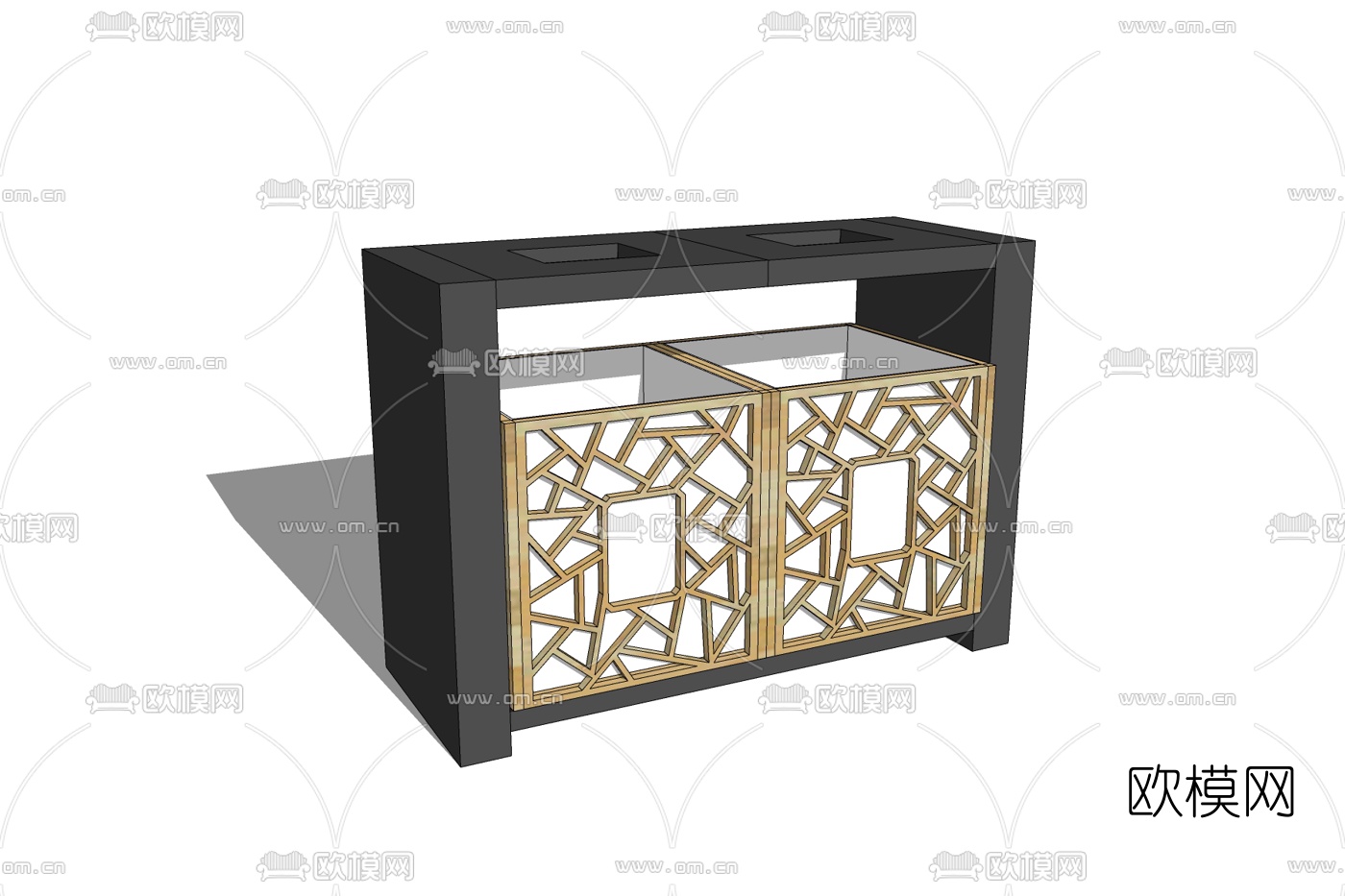 新中式户外垃圾桶免费su模型下载