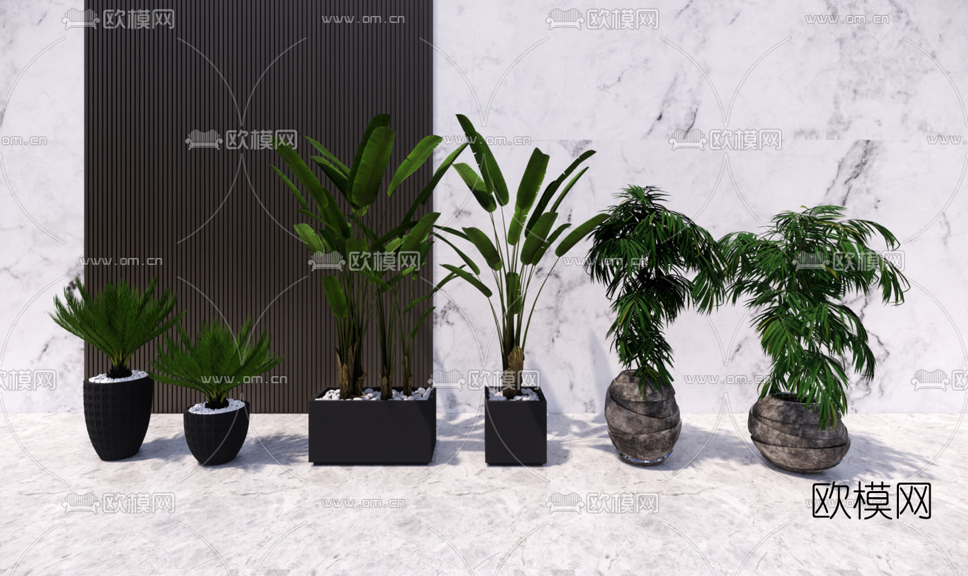 现代绿植盆栽su模型