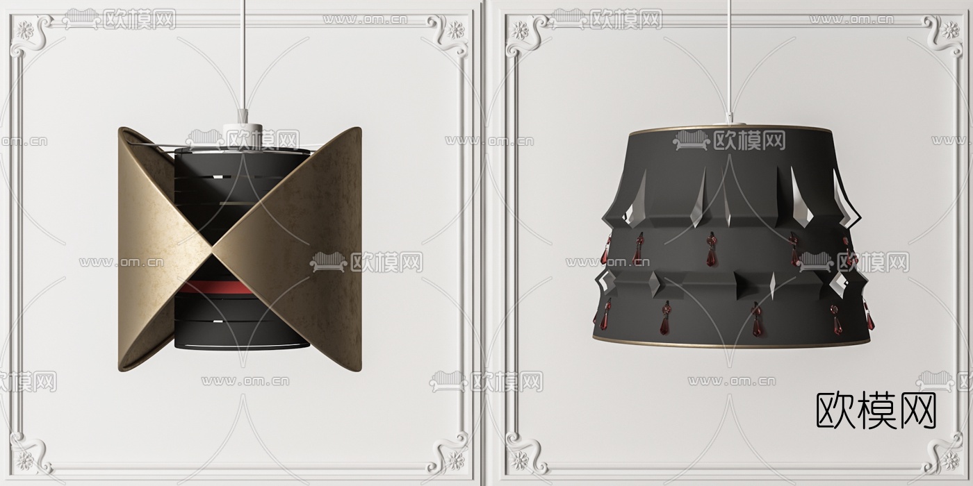 现代轻奢吊灯3d模型下载（渲染图3）