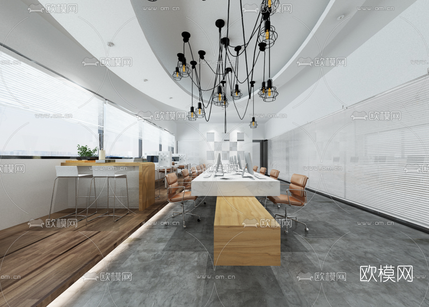现代敞开式办公室vr全景3d模型下载_ID10145574_3dmax免费模型-欧模网