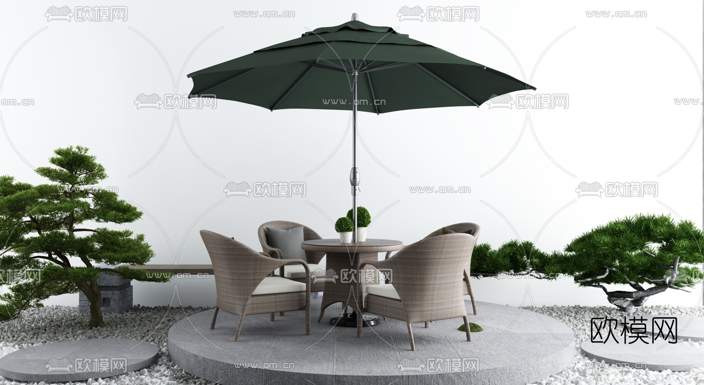 现代庭院户外休闲桌椅3d模型下载