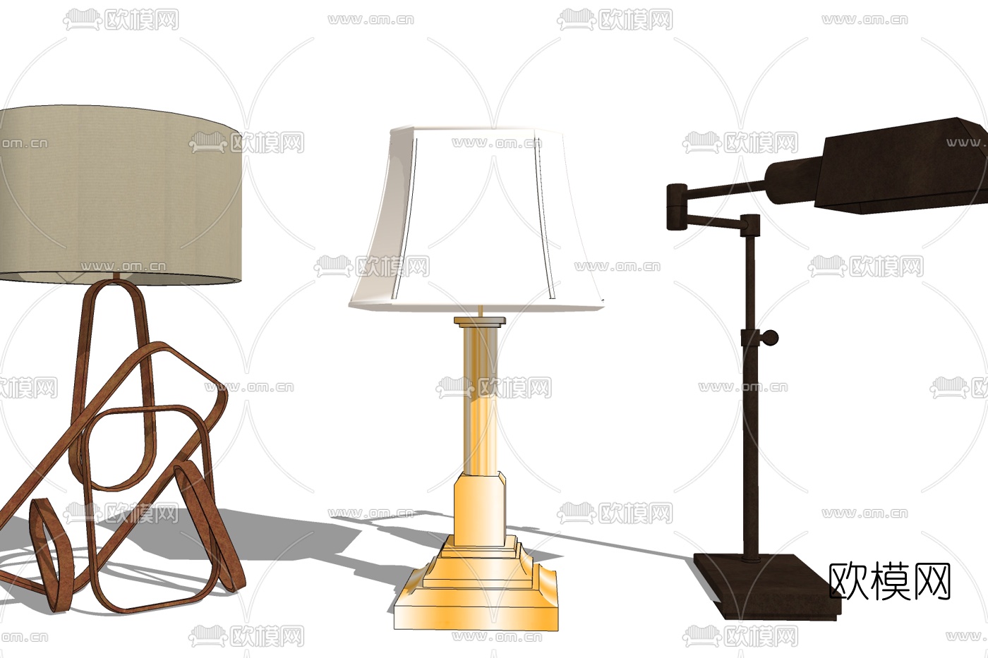 现代金属台灯免费su模型下载