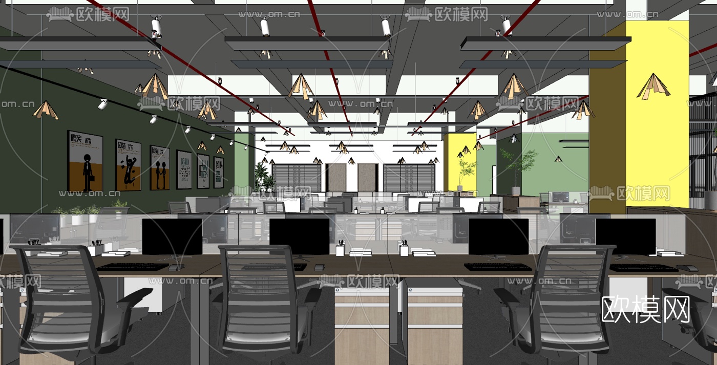 现代办公室su模型下载（渲染图3）