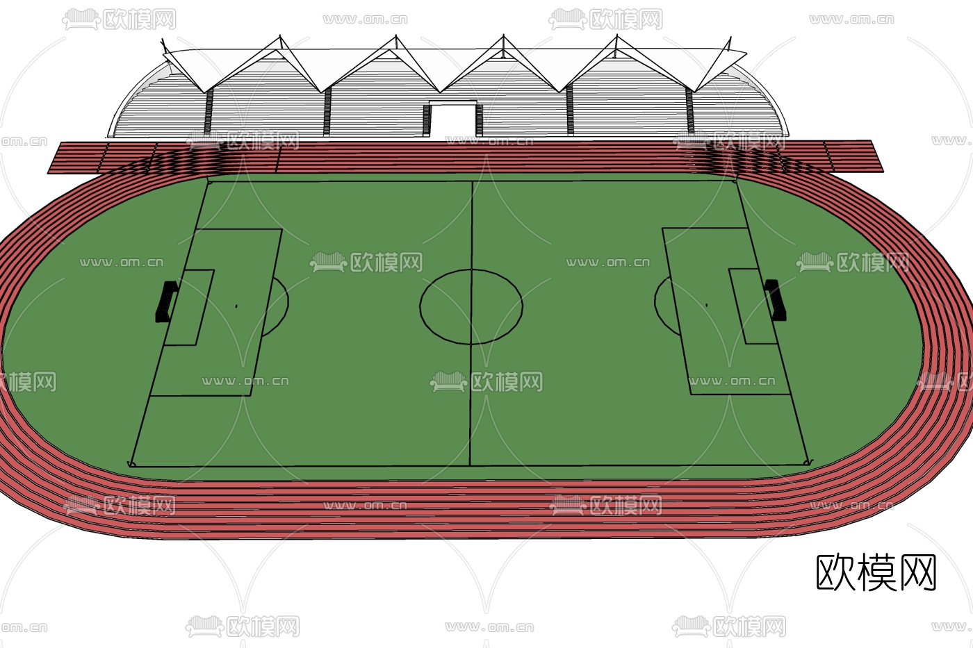 现代足球场免费su模型下载