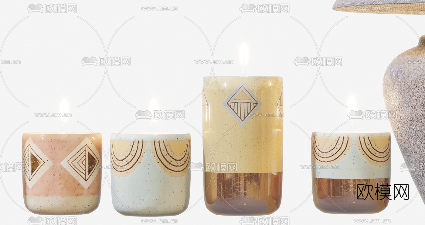 东南亚简约台灯烛台灯3d模型下载（渲染图3）