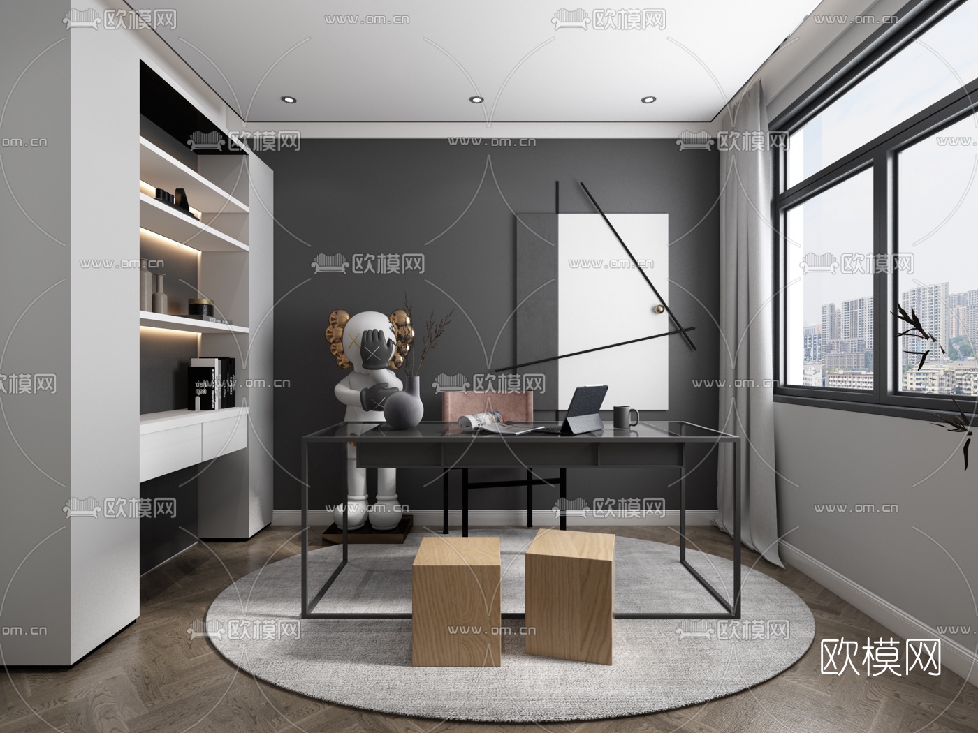 现代书房3d模型