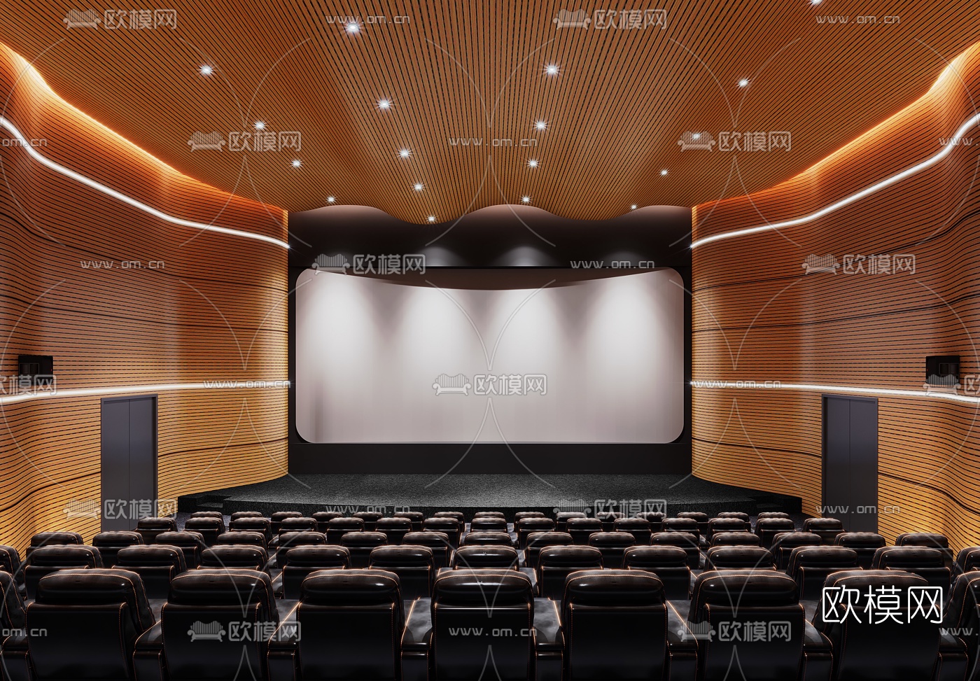 现代电影院放映厅3d模型下载（渲染图2）
