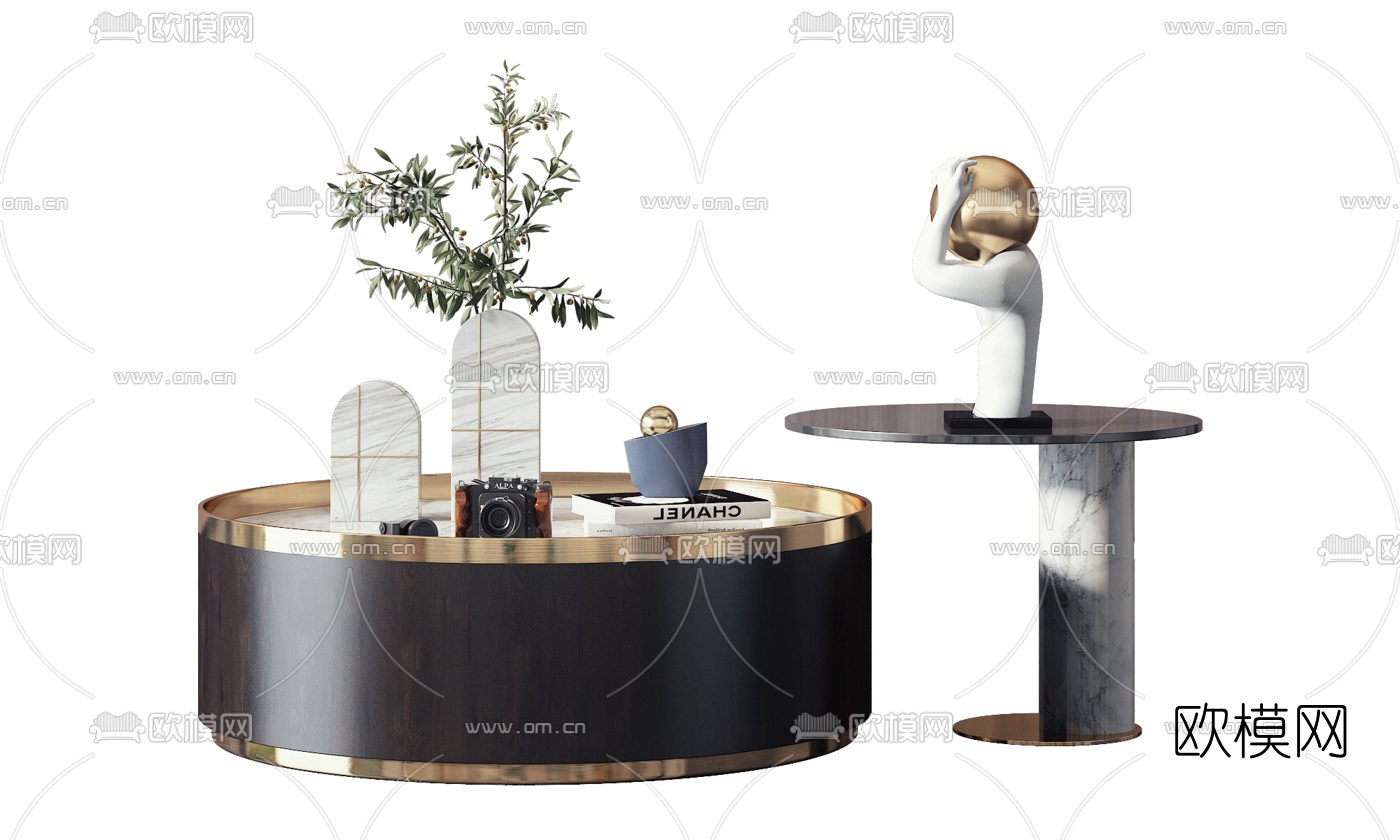 现代轻奢子母茶几3d模型