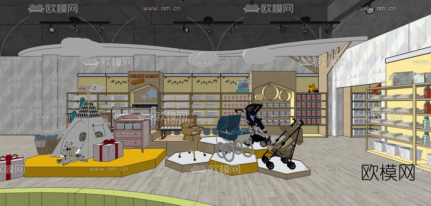 现代超市母婴区su模型下载（渲染图3）