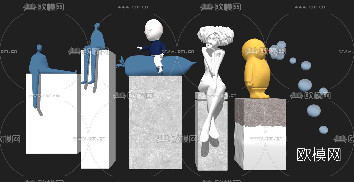 现代抽象人物雕塑su模型