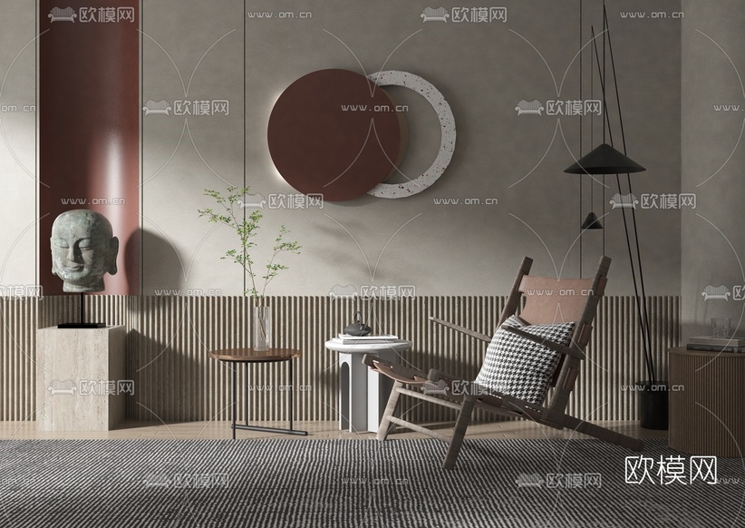 现代布艺休闲椅3d模型下载
