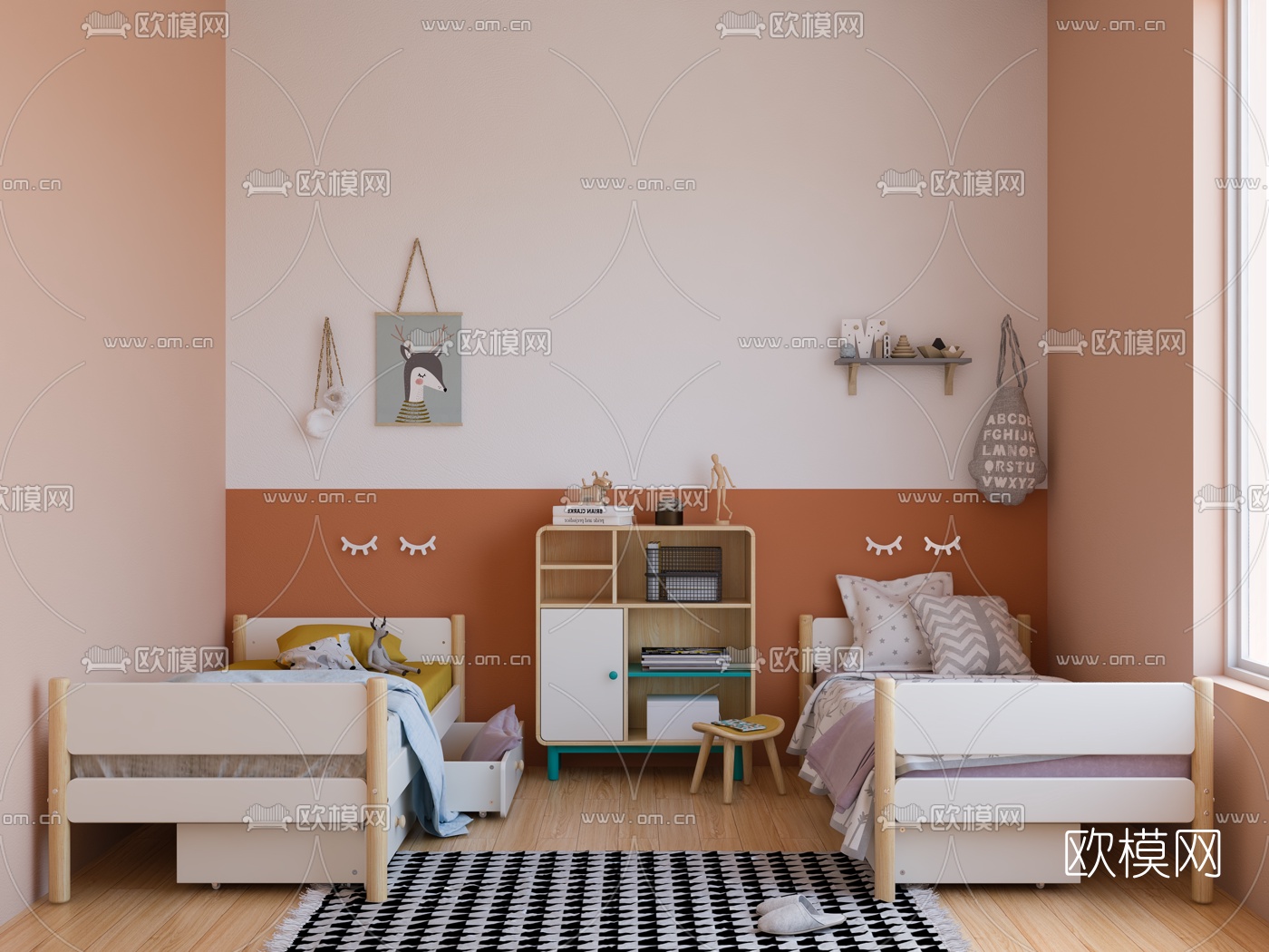 北欧儿童床3d模型下载