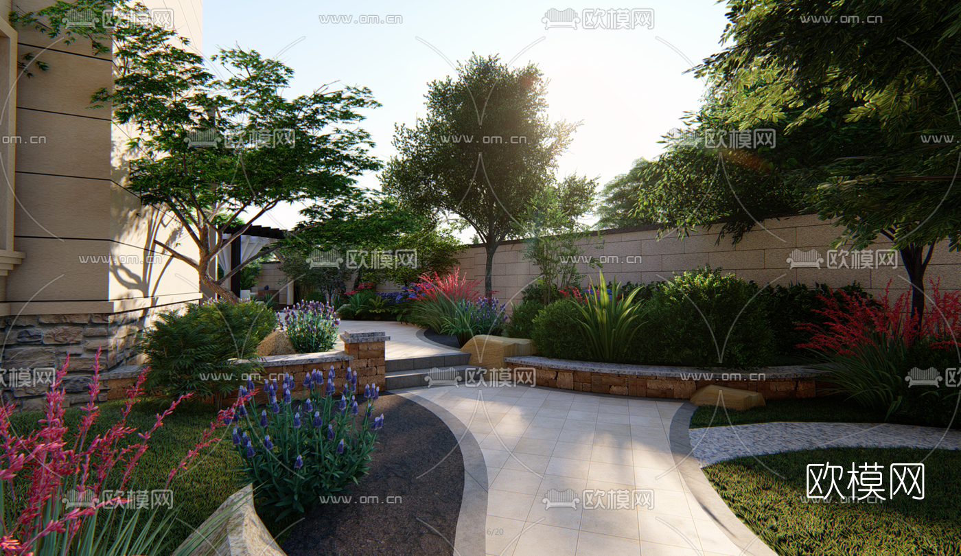 美式庭院景观su模型下载（渲染图3）