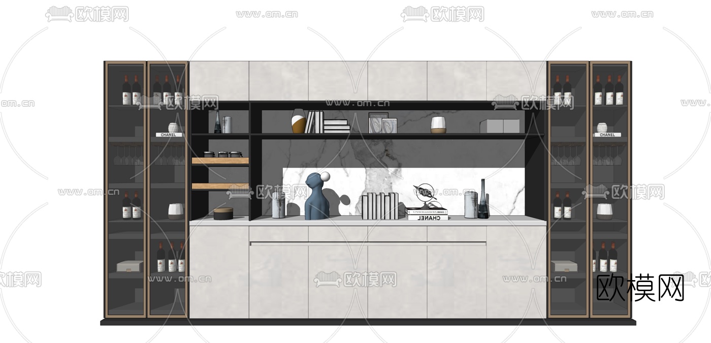 现代轻奢酒柜su模型下载